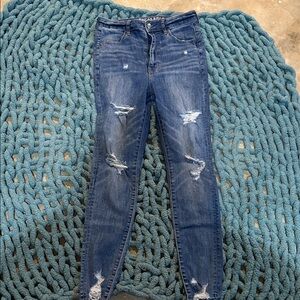 American Eagle Outfitters Ripped Blue Skinny Jeans